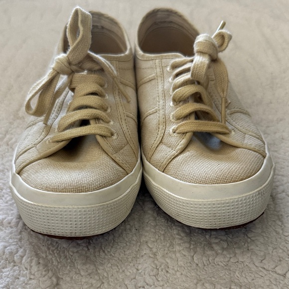 Superga Beige Canvas Lace-Up Sneakers - Picture 3 of 10